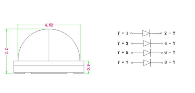 4 In 1 Ceramic Base 5050 SMD LED Chip Yellow Color 585-595nm 480-600lm 12W 590nm SMD 5050 LED Bead 0