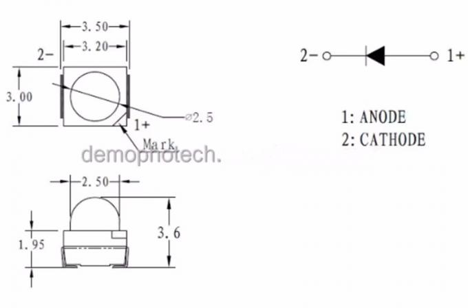 Yellow Amber Color 595nm Ball Head Clear Convex Lens High Luminous 12000mcd 2835 SMD LED Chip 0