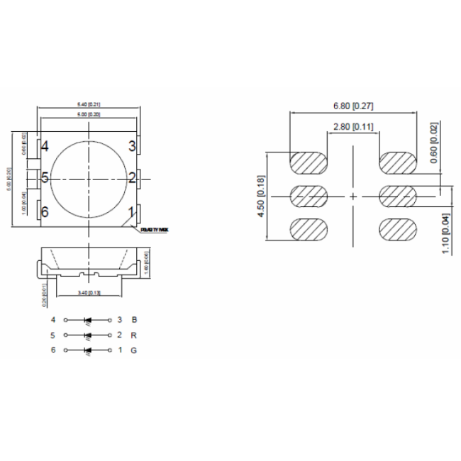 Clear Lens Full Color 5050 RGB SMD LED Diode Chip Ultra Bright GRB Pin Setup 0