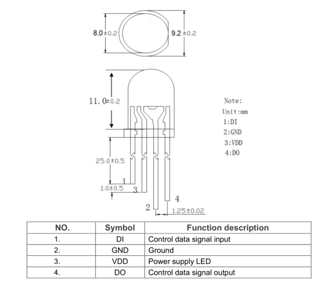 8mm GRBW 4-In-1 SK6812 Integrated Driver Addressable Pixel Round Diffused Head LED Diode 0
