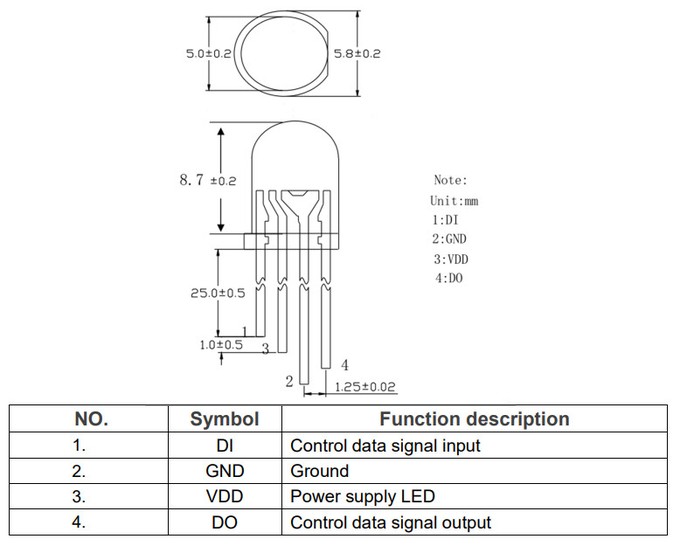 5mm GRBW Addressable LED Diode Color Changing Frosted Lens 4-In-1 SK6812 Round Head Point Control LED Diode 0