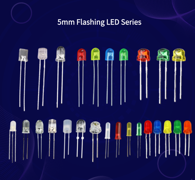 5mm 1.5Hz 1/12 Duty Cycle 12V Green Color 520nm 6000mcd 90deg Resistor Integrated Flangeless Concave Flashing LED 1