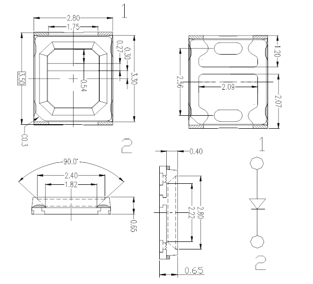 SMD2835 2.8x3.5mm Red Color 620-625nm 3-5LM 120deg Transparent Lens PCT Bracket Diode Light 0