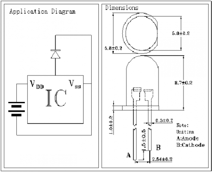 Flashing LED 5mm 0.5Hz 1/2 Duty Cycle Blue Color 460-470nm 1200mcd Clear Lens Dip Blinking LED 0
