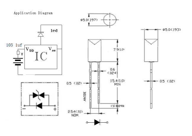 5mm 1.0Hz 1/2 Duty Cycle Yellow Color 585-595nm 1200mcd 90deg Capacitor Zener Integrated Flangeless Concave LED 0