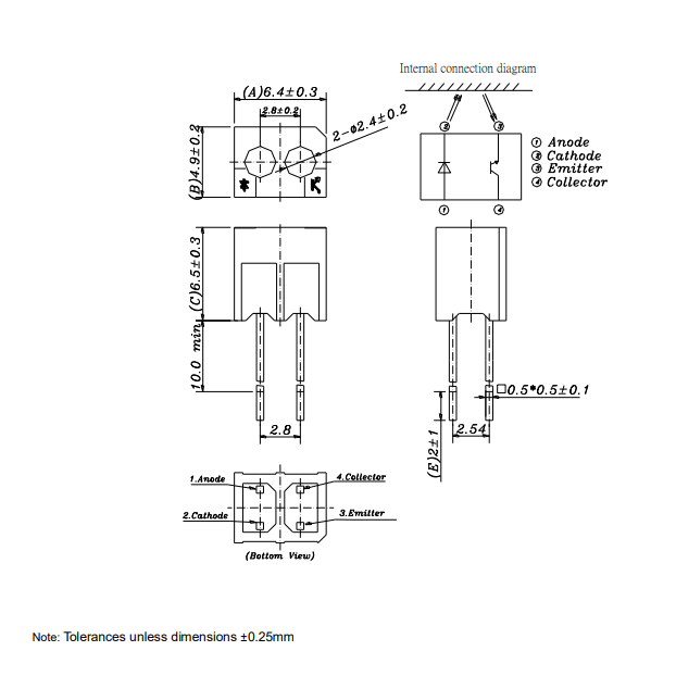 Rohs Certified Opto Interrupter Black Cuboid Head 940nm 75mW 50mA IR Reflective Sensor 0