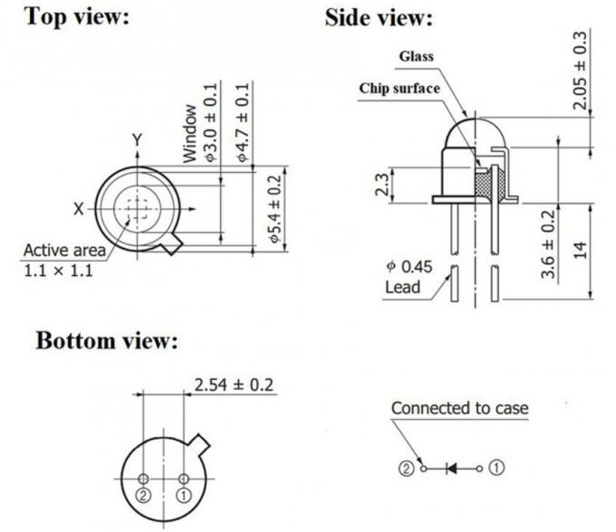 Replace S2386-18L Silicon Photodiode 400 - 1100nm 5mm TO18 Metal Receiving Tube For Fluorescence Spectrometer 0