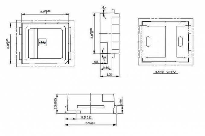 SMD 2835 LED Chip 4500nm Diode Optical Indicator For Medical Diagnostics 0