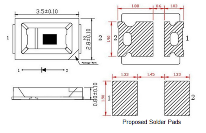 SMD 2835 LED Chip 4000nm Diode Optical Indicator for Medical Diagnostics 0