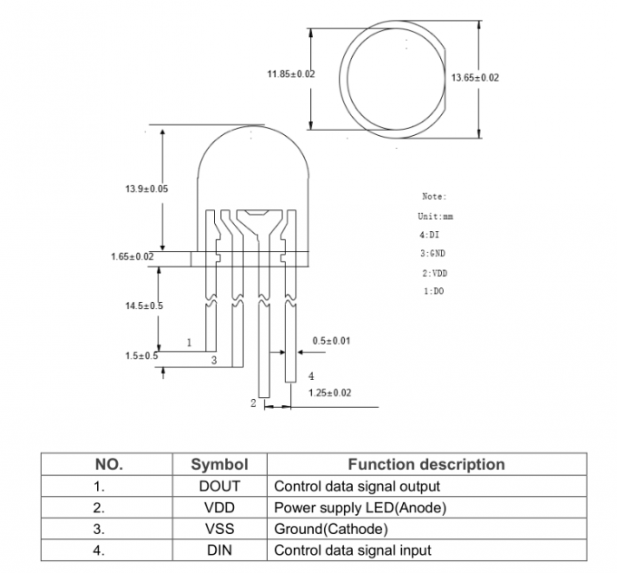 WS2812B 12mm 3 In 1 RGB Full Color Diffused Round Head 60 Deg Addressable Pixel LED Diode For LED String Light 0