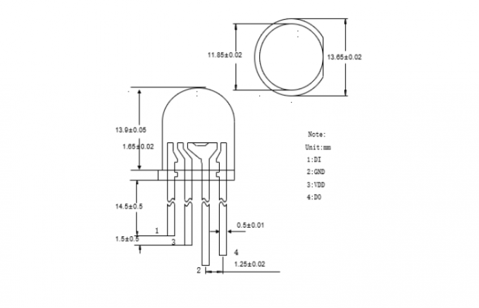 SK6812 12mm 4 In 1 GRGBW Full Color Diffused Round Head 60 Deg Addressable Pixel LED Diode For LED Pixel Screen 0
