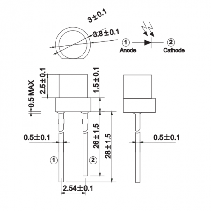 Through Hole IR Receiving Tube Tinted Red Lens 620nm IR Dip LED Diode 0