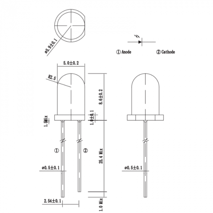 F5 Infrared 32V Plastic Sealed Receiving Tube Black Color Lens 700-1100nm IR Dip 5mm LED Diode 0