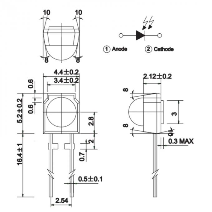 257 5.2x2.75x7.6mm Plastic Sealed Infrared Receiving Tube 840nm - 1100nm IR Dip LED Diode 0