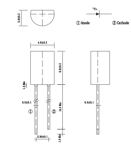 4.8x3.8x6.6mm Plastic Sealed IR Diode Infrared Receiving Tube 840nm - 1100nm IR Dip LED 0