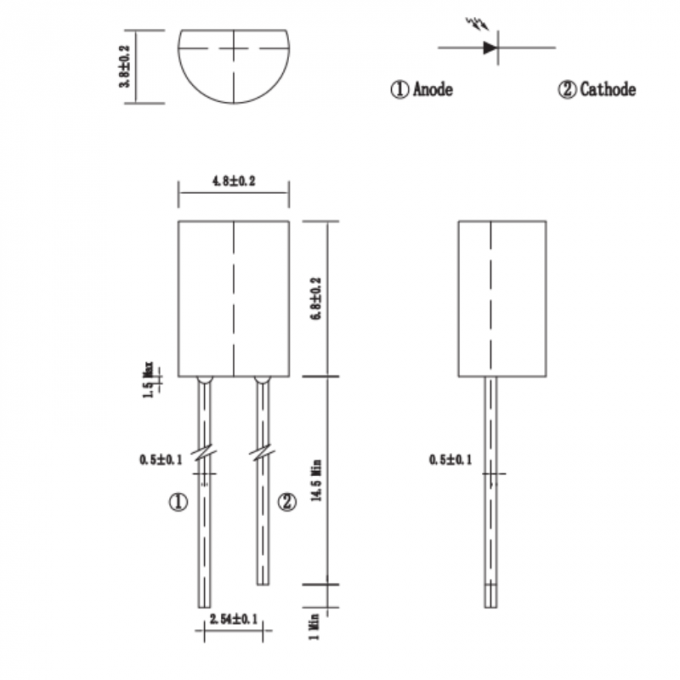 4.8x3.8x6.6mm IR Diode Plastic Sealed IR Receivers 400nm - 1100nm IR Dip LED For Security Sensors 0
