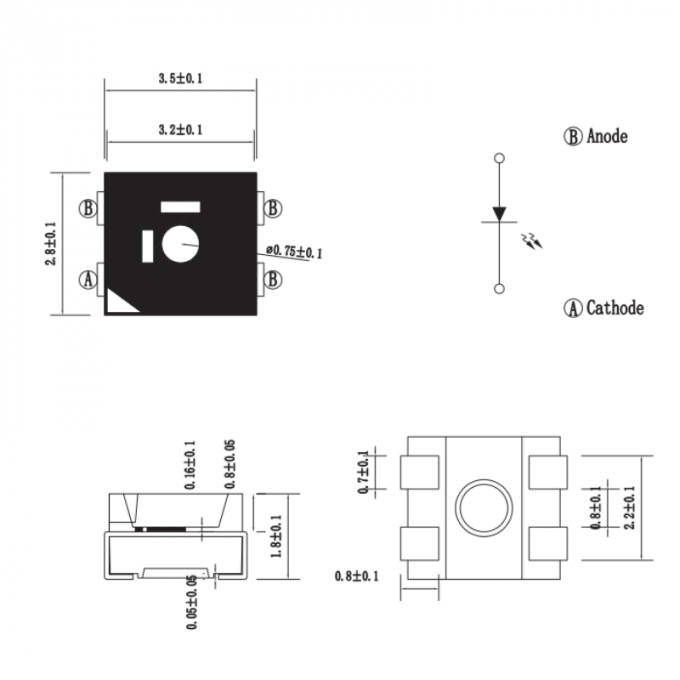 3.5x2.8x1.8mm IR Diode Plastic Sealed 650nm IR SMD Transmitter For Optical Switches 0
