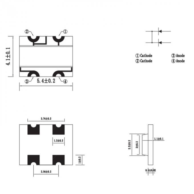 5.4x4.1x1.1mm Receiver 730nm -1100nm IR SMD Receiver Tube for Security Alarm Detectors 0