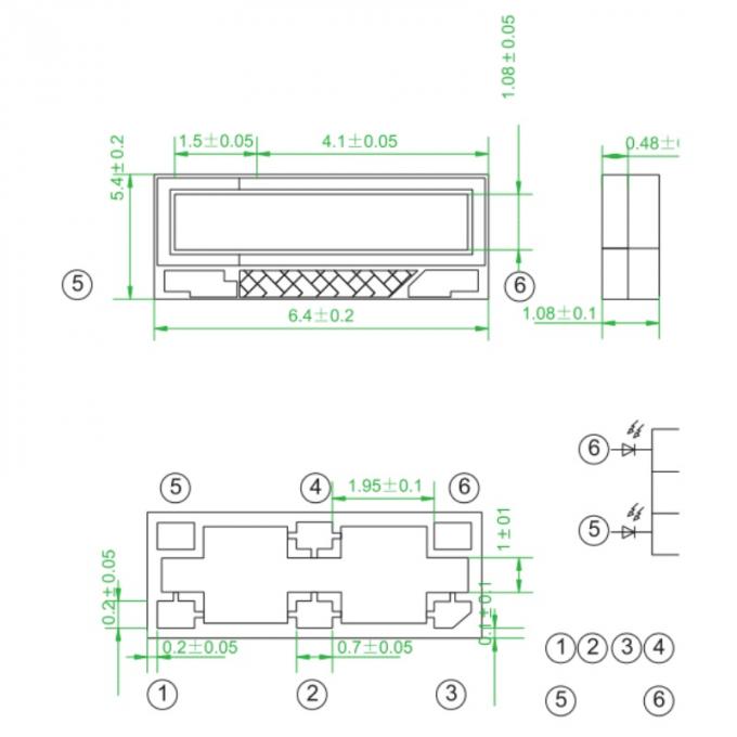 6.4x2.4x0.6mm IR Receiver 430nm -1100nm Infrared SMD LED Receiver Tube for Smart Home Sensors 0