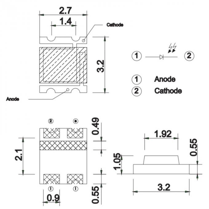 3.2x2.7x1.05mm IR Diode 430nm -1100nm IR SMD LED Receiver for Electronic Toys 0