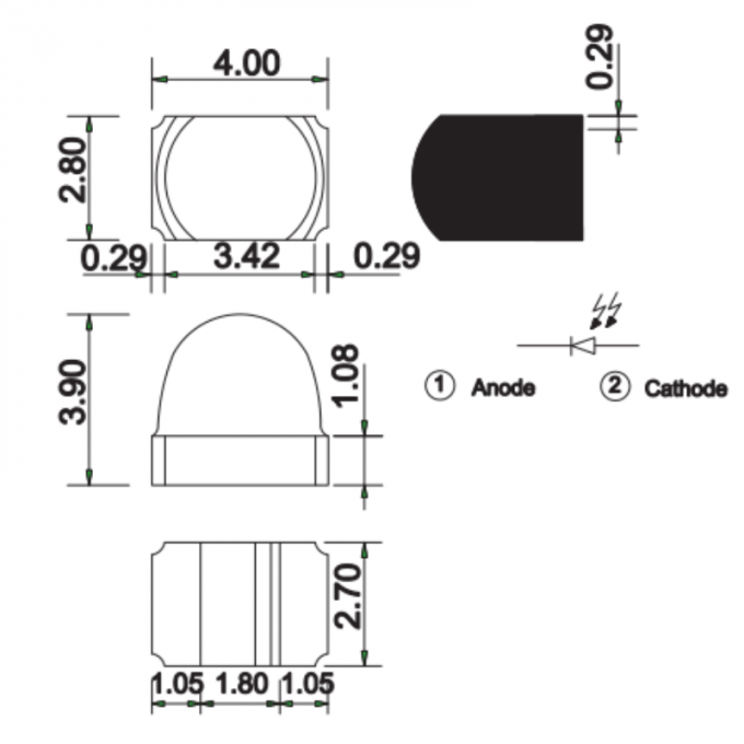 4x2.8x3.9mm 850nm -1050nm Ball Head Black Lens High Quality IR SMD LED Receiver 0