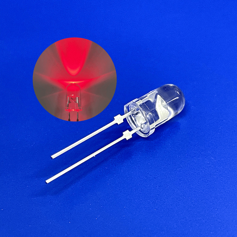 Traffic Warning Light LED Diode 5mm 45deg 625nm Red Color 12000mcd Short Pin With Stopper