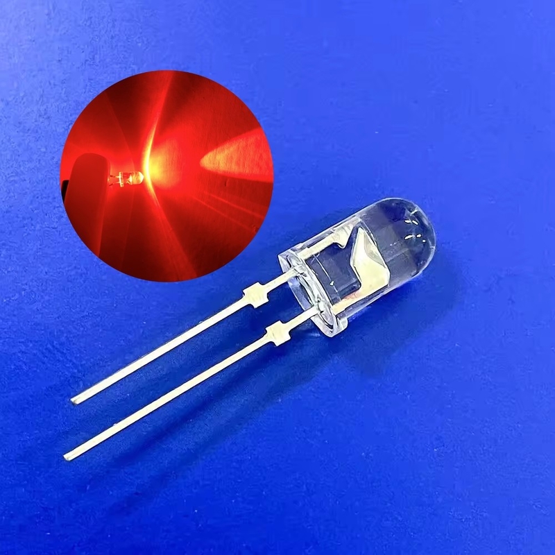 Traffic Warning Light LED Diode 5mm Round Head 620nm 12000mcd Short Pins With Stopper