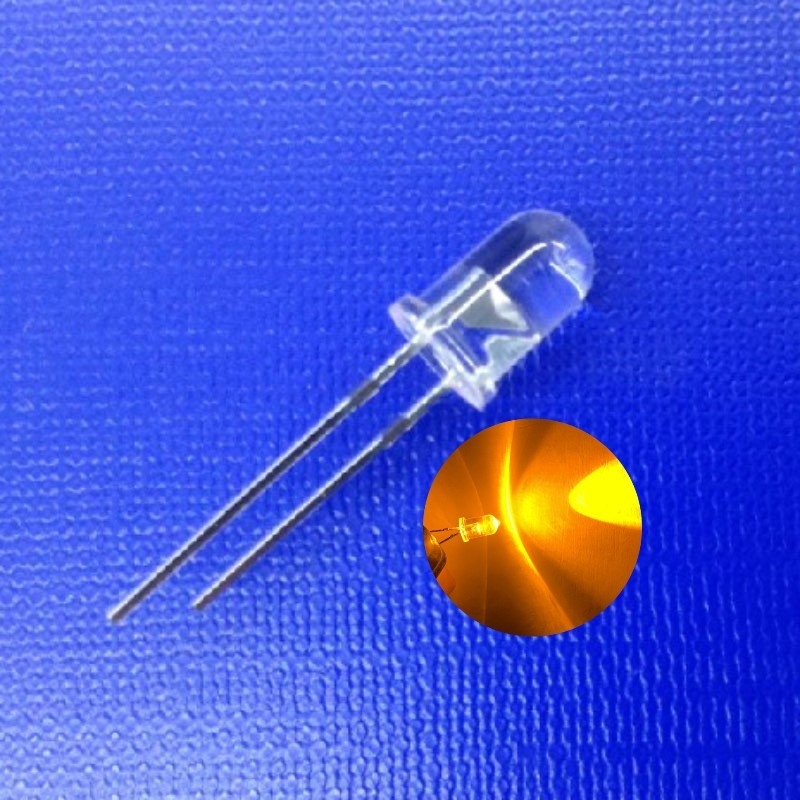 5mm LED Yellow Color 590nm 10000mcd Transparent Round Head For Traffic Warning Light