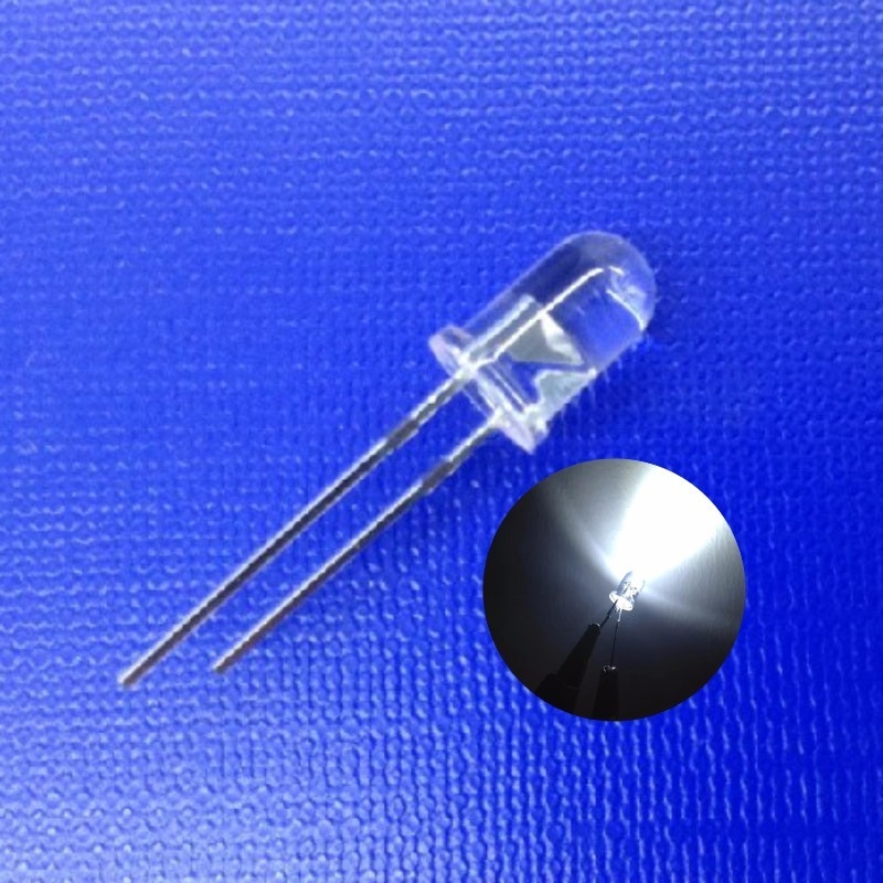 5MM 9000K WHITE COLOR SUPER BRIGHT 22000MCD ROUND CLEAR LENS GOLD BOND WIRE FOR TRAFFIC LIGHT