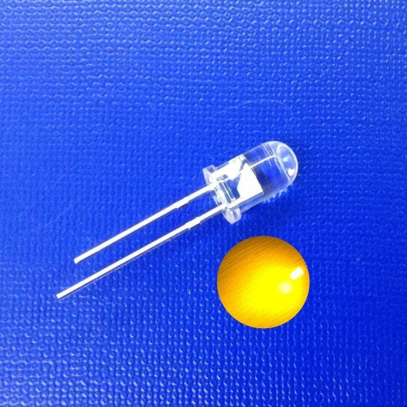 5mm LED Diode 585-595nm Yellow Color 120deg Beam Angle 3-5LM Round Clear Lens