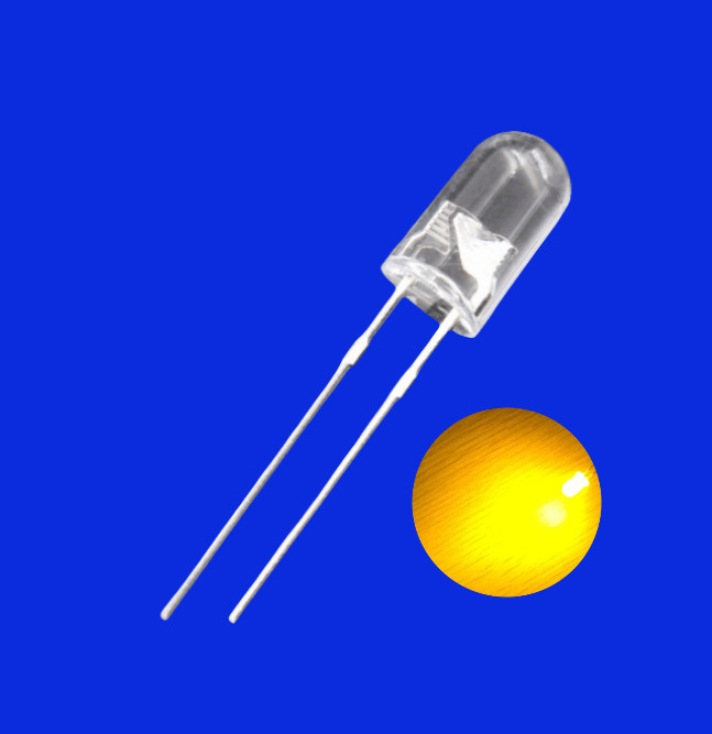 0.5W 5mm LED Light Emitting Diode 585-595nm Yellow Color 30000mcd Clear Lens For Indicator Lighting