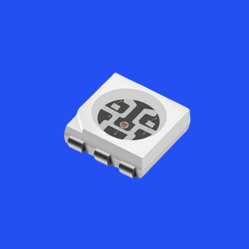 High Brightness 5050 RGB LED Diode 5.0x5.0mm PCT Bracket 120 Degree Beam Angle 6 Pin Clear Lens 0.2W SMD Chip