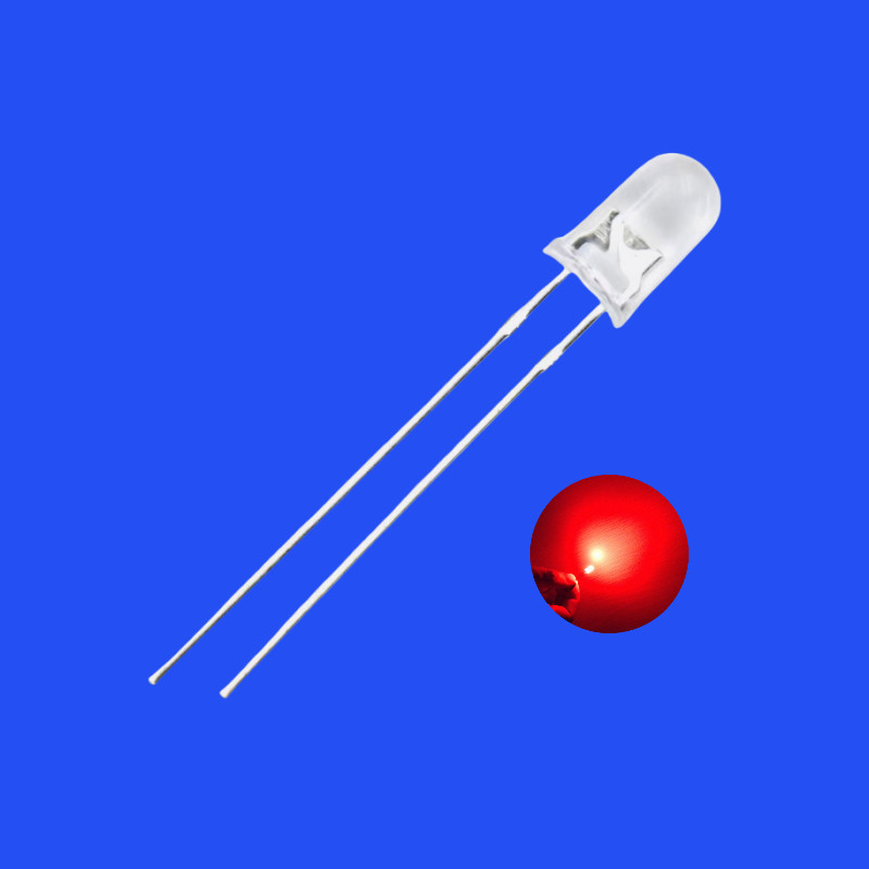 5mm 1.5Hz 1/6 Duty Cycle Red Color 620nm 600-1200mcd Round Head With Flange Long Pins Blinking LED