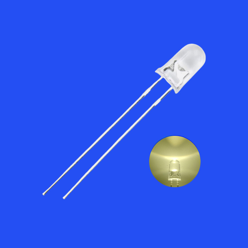 5mm 1.5Hz 1/6 Duty Cycle Warm White Color 2700-3500K 1500-2500mcd Round Head With Flange Long Pins Flashing LED