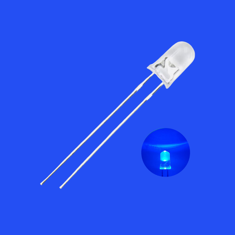 5mm 1.5Hz 1/6 Duty Cycle Blue Color 460-470nm 500-1000mcd Round Head Long LED Pins Flashing Light