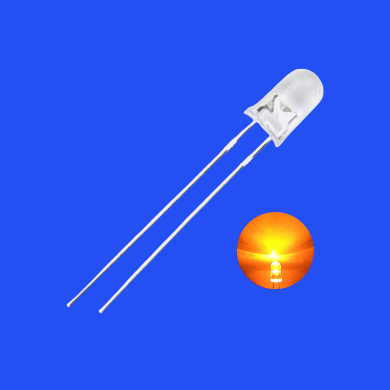 5mm 1.5Hz 1/6 Duty Cycle Orange Color 600-615nm 600-1200mcd Round Head Long LED Pins Flashing Light
