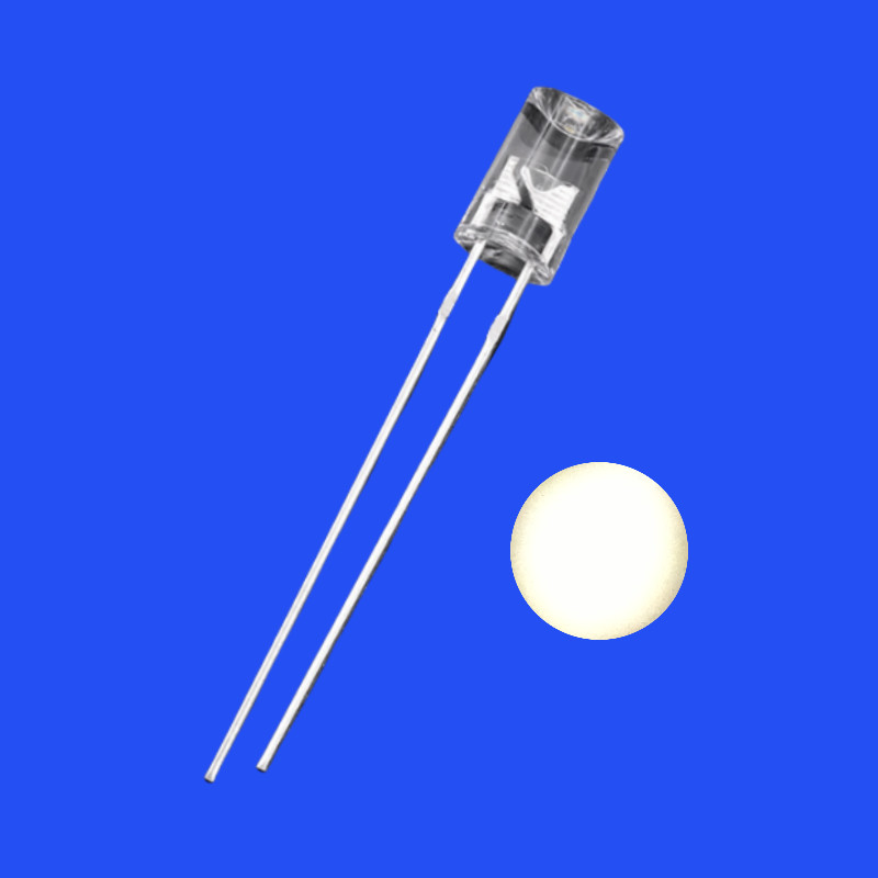 5mm 1.5Hz 1/12 Duty Cycle Warm White Color 2700-3500K 1500-2500mcd 90deg Flangeless Concave Shape Flashing LED
