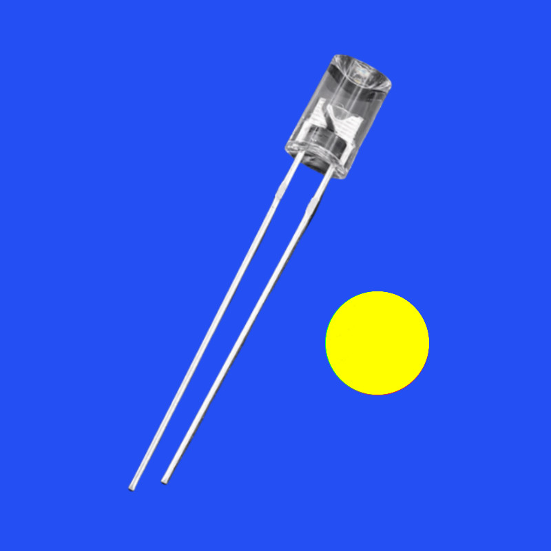 5mm 1.5Hz 1/12 Duty Cycle Yellow Color 585-595nm 600-1200mcd 90deg Flangeless Concave Shape Flashing LED