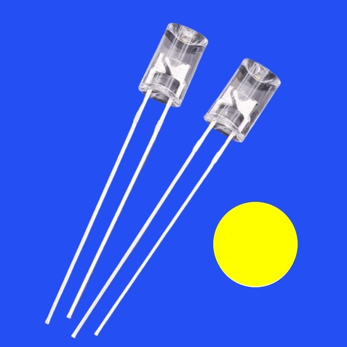 5mm 1.5Hz 1/12 Duty Cycle 12V Yellow Color 590nm 1200mcd 90deg Resistor Integrated Flangeless Concave Flashing LED