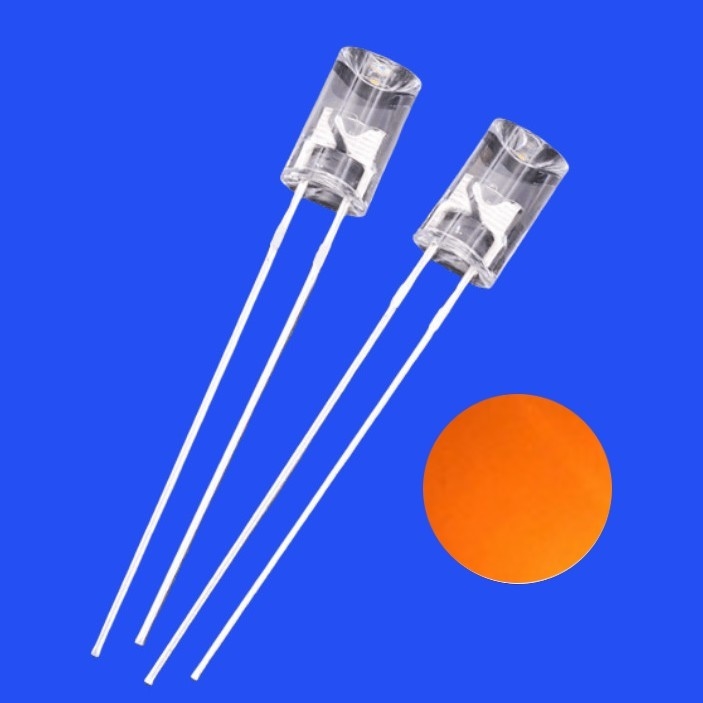 5mm 1.5Hz 1/12 Duty Cycle 12V Orange Color 615nm 1200mcd 90deg Resistor Integrated Flangeless Concave Flashing LED