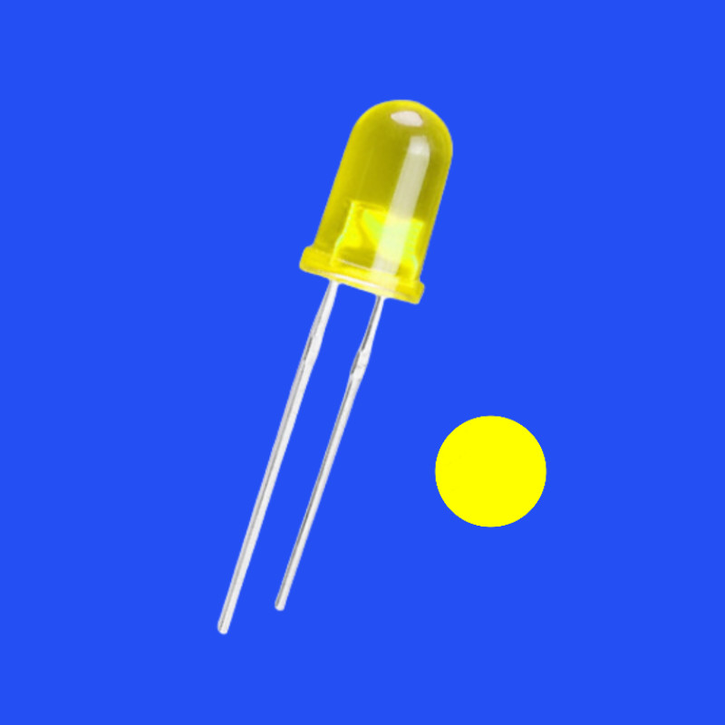 5mm 2Hz 1/8 Duty Cycle 12V Tinted Foggy Yellow Color 590nm 70-150mcd 60deg Resistor Integrated Round Head LED Diode