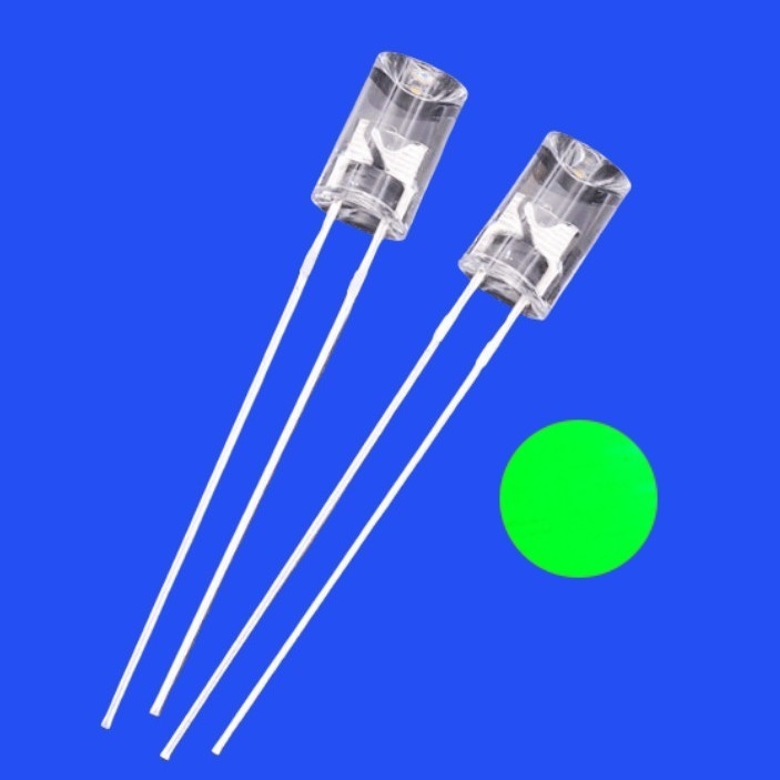 5mm 2Hz 1/6 Duty Cycle 12V Clear Green Color 520nm 7000mcd 90deg Resistor Integrated Flangeless Concave Blinking LED