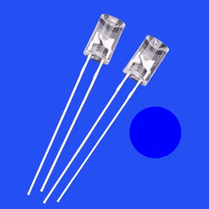 5mm 2Hz 1/6 Duty Cycle 12V Clear Blue Color 460nm 500mcd 90deg Resistor Integrated Flangeless Concave Blinking LED