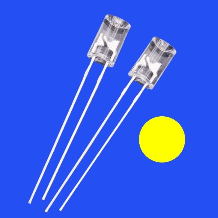 5mm 2Hz 1/6 Duty Cycle 12V Clear Yellow Color 590nm 1200mcd 90deg Resistor Integrated Flangeless Concave Blinking LED