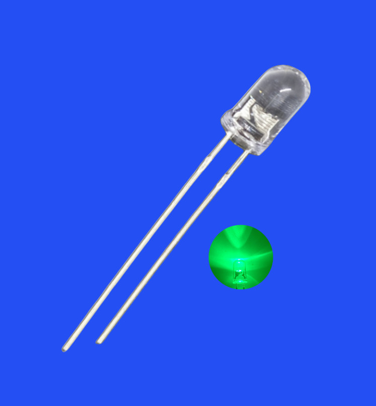 Flashing LED 5mm 3.0Hz 1/6 Duty Cycle Green Color 520nm 7000mcd Round Clear Lens Dip Blinking LED