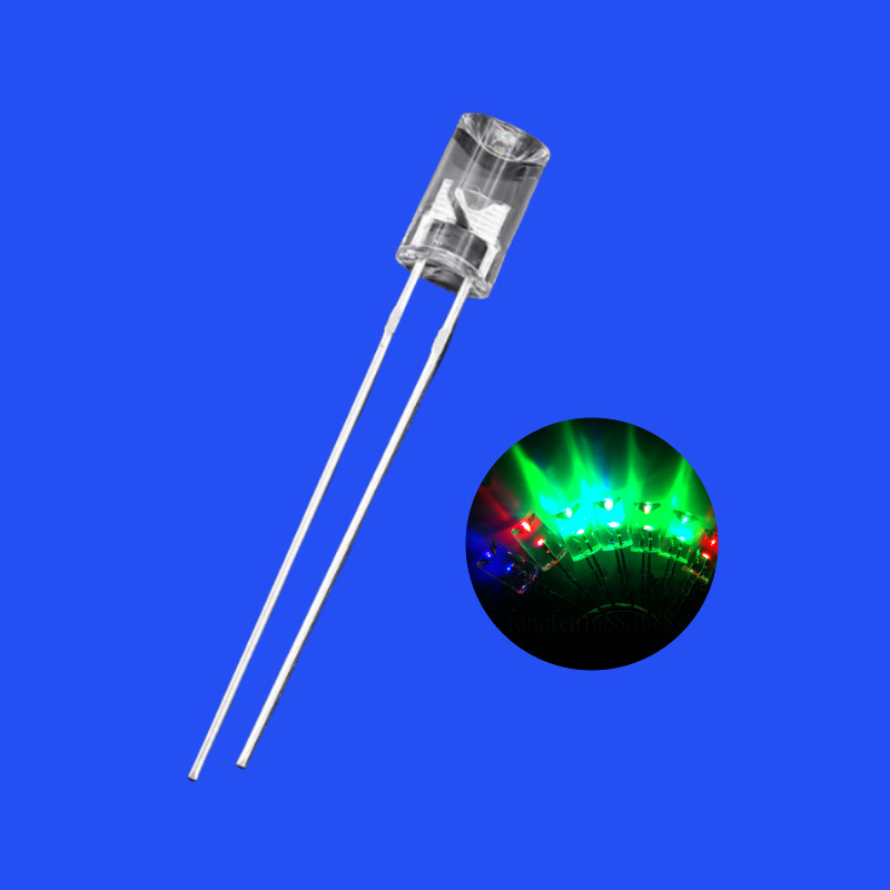 5mm RGB Dream Color 1500-2500mcd Flangeless Concave Shape 90 Deg Clear Lens 7 Color Fast Flashing Diode