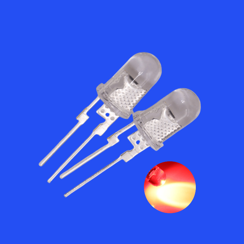 0.5W 5mm Red Color 620-630nm Clear Lens Short Pins With Heat Sink For illumination