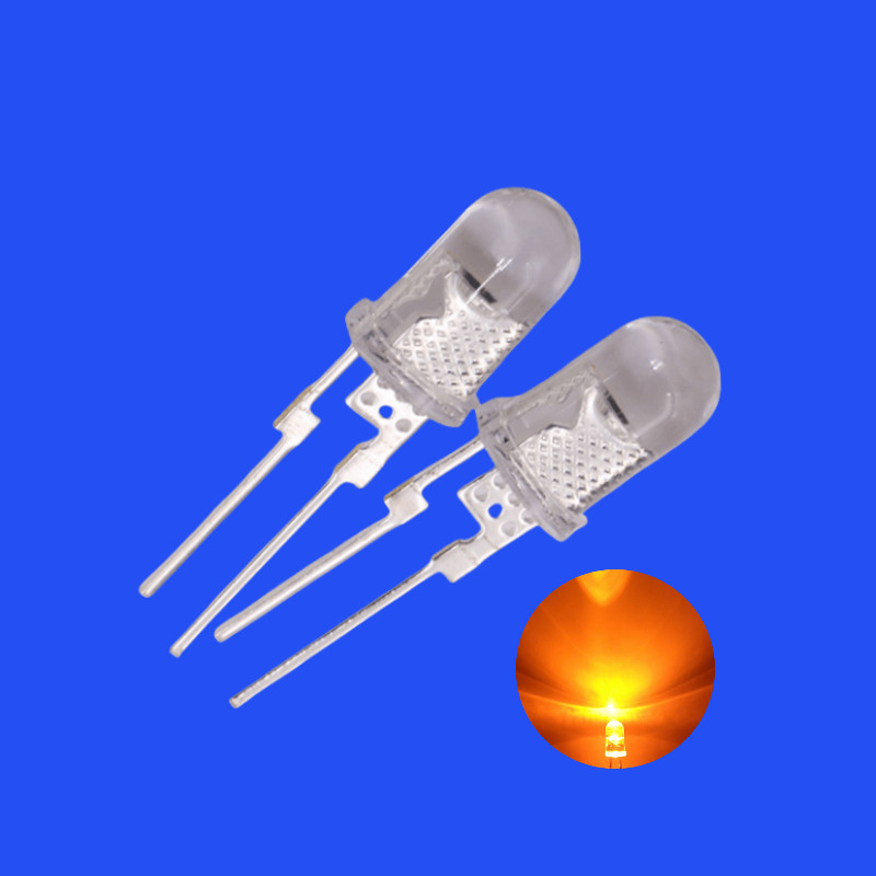 0.5W 5mm Orange Color 600-610nm Clear Lens Round Head Short Pins With Heat Sink For illumination