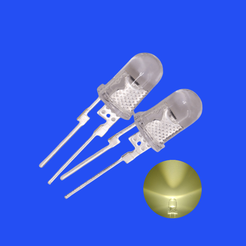 0.5W 5mm Warm White Color 3000-3500K Clear Lens Round Head Short Pins With Heat Sink For Indicator lamps