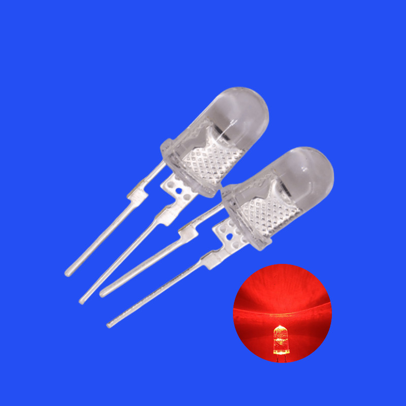 0.5W 5mm Deep Red Color 635-645nm Clear Lens Round Head Short Pins With Heat Sink For Signal Lighting